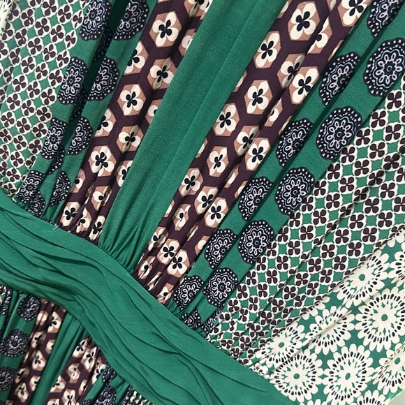 Beautiful 14 Large XL BODEN DRESS Capped Sleeves Green Fit & Flare Slightly - Picture 7 of 9